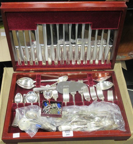 Lot 340 - A canteen of Sheffield silver plated flatware...