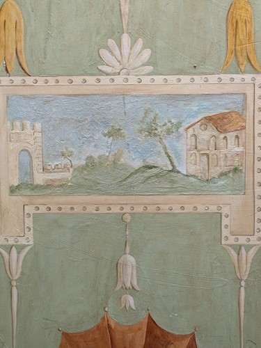 Lot 487 - A faux painted decorative panel of...