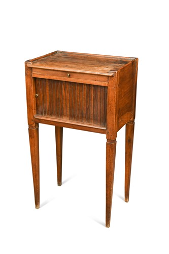 Lot 532 - A French provincial tambour fronted bedside night cupboard, late 18th century