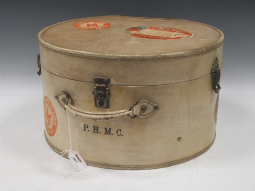 Lot 287 - A round hand suitcase bearing mid-century...