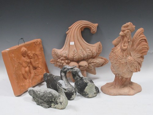 Lot 84 - Various moulded garden wall plaques and animal...