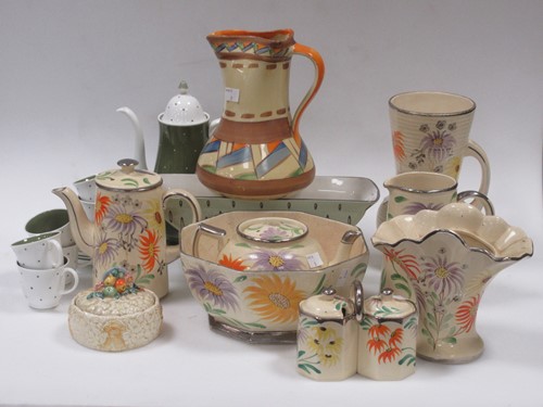 Lot 79 - A Susie Cooper polka dot green coffee service...