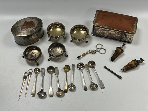 Lot 378 - A pair of Georgian silver cauldron salts, a...