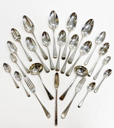 Lot 583 - An 48-piece harlequin set of George III 18th century and later silver flatware