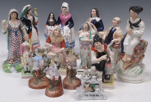 Lot 174 - Three German porcelain frog musician ornaments,...