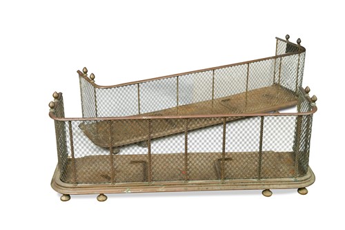 Lot 562 - A near pair of brass fenders, 19th century
