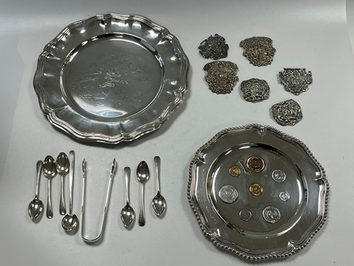 Lot 383 - A silver salver with South African coin...