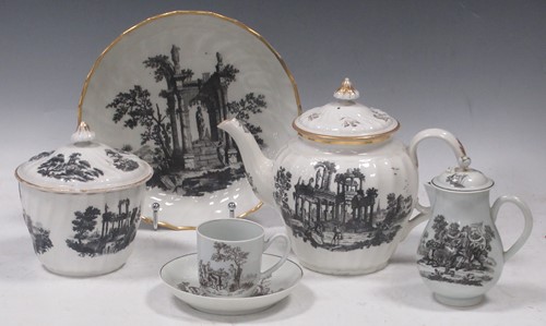 Lot 85 - Items of Worcester bat printed porcelain,...