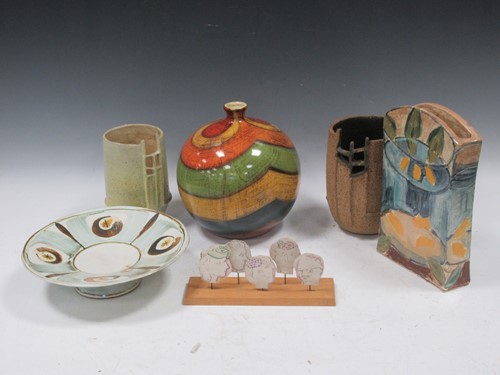 Lot 21 - A modern ovoid vase decorated with coloured...