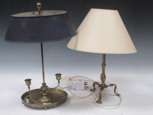 Lot 138 - A late 19th century brass two branch...