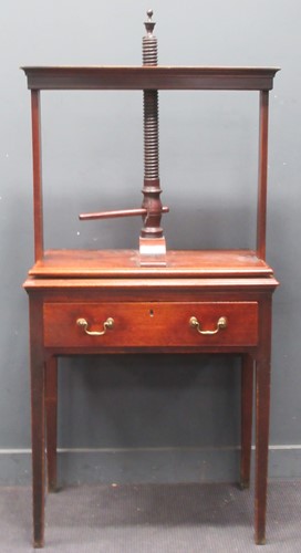 Lot 677 - A 19th century mahogany book press, the press...