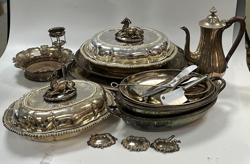 Lot 361 - A collection of silverplated items including...