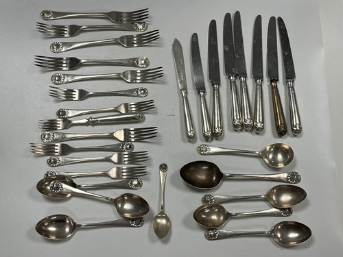 Lot 380 - A set of silver cutlery and flatware including...