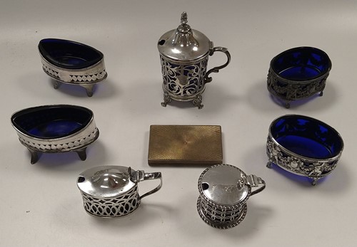 Lot 370 - A pair of 19th century silver salts, two...