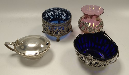 Lot 368 - A silver sugar basket, together with a mustard,...