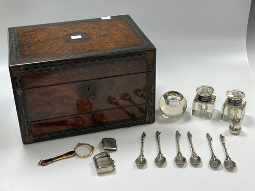 Lot 389 - A Victorian travelling vanity case with silver...