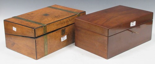 Lot 162 - 19th century brass bound burr walnut writing...
