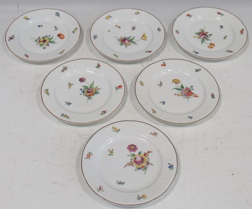Lot 52 - Set of six Nyphenburg side plates, decorated...