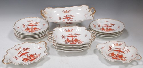 Lot 201 - A Staffordshire porcelain dessert service,...