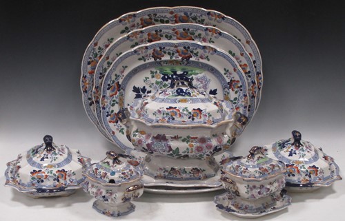 Lot 267 - A Staffordshire ironstone part dinner service,...
