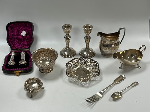 Lot 357 - A collection of silverware including a sauce...