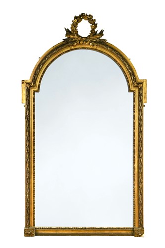 Lot 400 - A large giltwood and gesso arch top mirror, 19th century