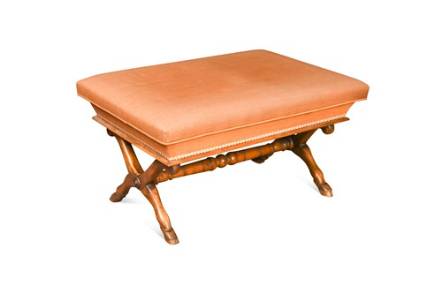 Lot 561 - A walnut box Ottoman stool, 19th century