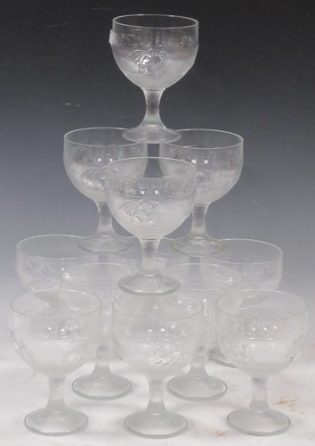 Lot 199 - Set of 12 moulded sundae dishes with cherry...