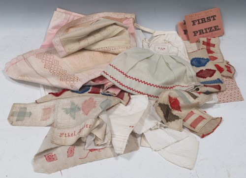 Lot 164 - Group of textiles: a late 18th century sampler...