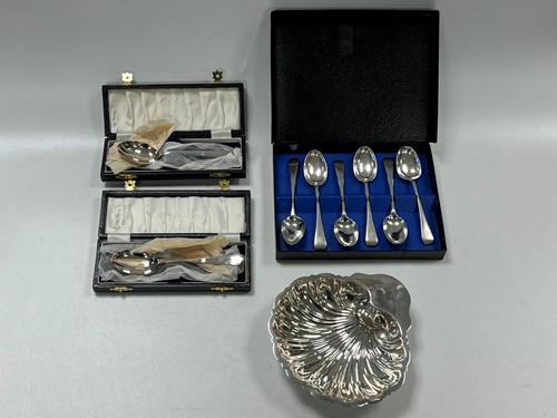 Lot 352 - A collection of silver teaspoons together with...