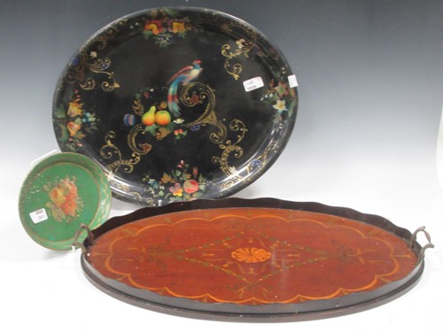 Lot 261 - A late 19th century tole tray decorated with...