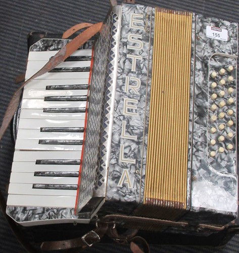 Lot 155 - An Estrella piano accordion with a pearlised...
