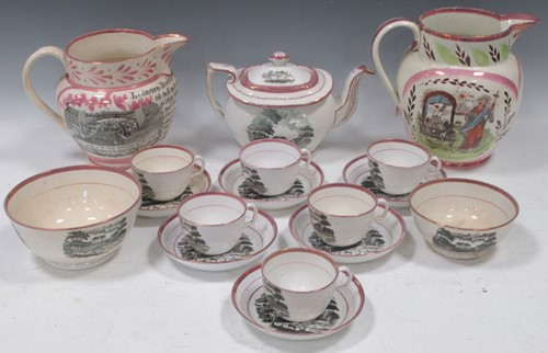 Lot 225 - Two large 19th century lustreware jugs...