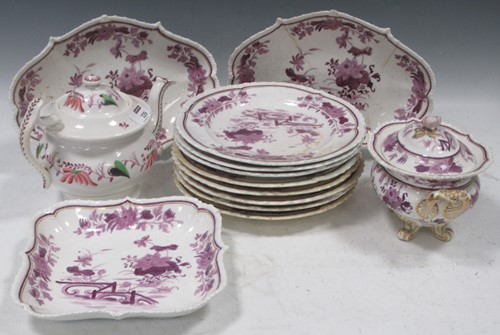 Lot 229 - A 19th century Staffordshire porcelain tea...