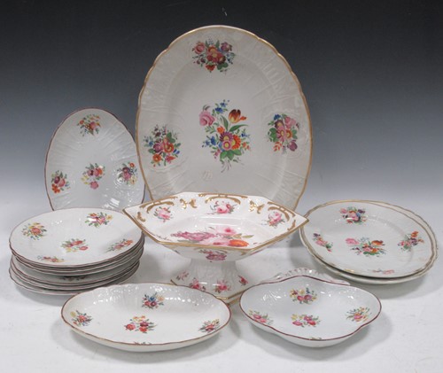 Lot 257 - Three Coalport platters, circa 1840, painted...