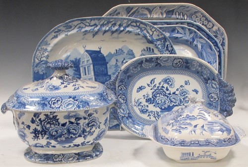 Lot 258 - Items of 19th century Staffordshire blue and...