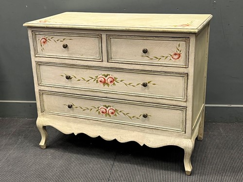 Lot 612 - A modern French style rose painted chest of...
