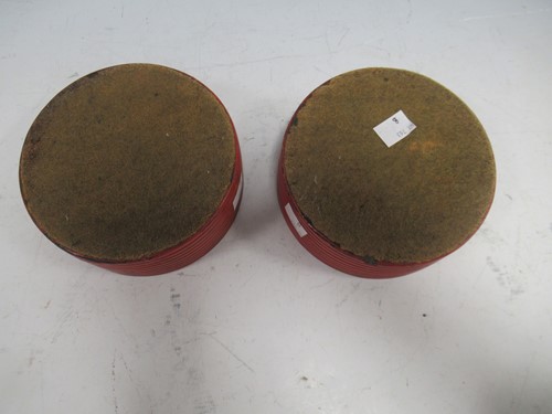 Lot 31 - A pair of ribbed red lacquer coasters (2)