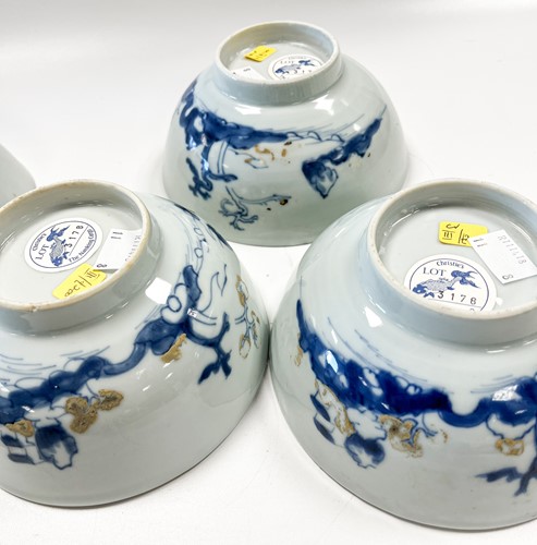 Lot 14 - Eight Chinese blue and white porcelain Nanking Cargo bowls, circa 1750