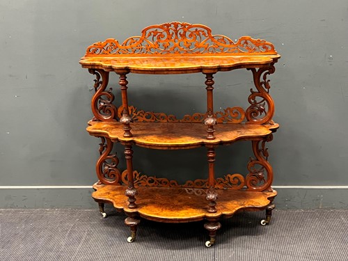 Lot 583 - A Victorian three tier walnut buffet 113 x 106...