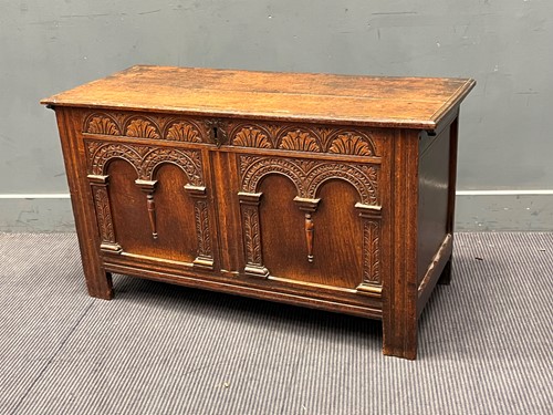 Lot 601 - A late 18th century oak coffer with...