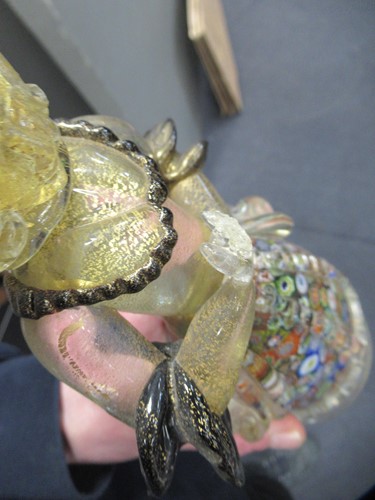 Lot 1 - A pair of Murano millefiori and aventurine...