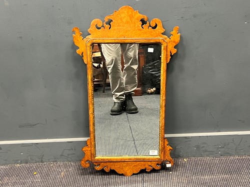 Lot 671 - A Georgian style burr walnut fretwork wall...