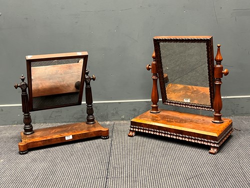 Lot 674 - A William IV mahogany toilet mirror with maple...