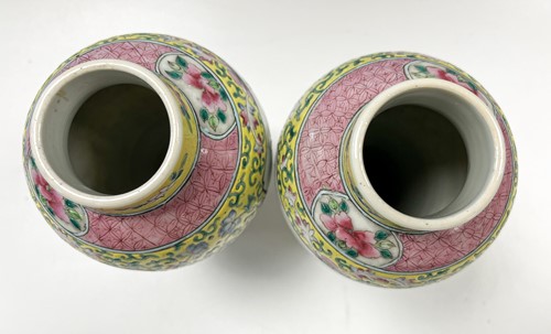 Lot 46 - A pair of Chinese Cantonese porcelain vases, late Qing Dynasty, circa 1900