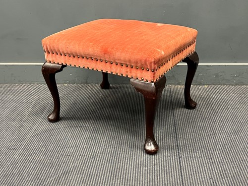 Lot 598 - A George III style mahogany stool on pad feet,...