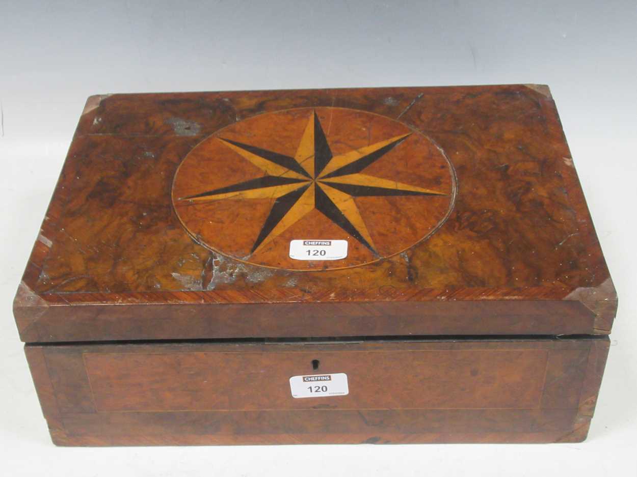 Lot 33 - A 19th century writing box, the top inlaid...