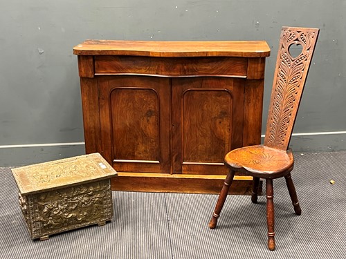 Lot 517 - A Victorian walnut chiffonier, a carved oak...