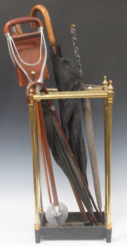 Lot 622 - A Edwardian brass stick stand, with various...