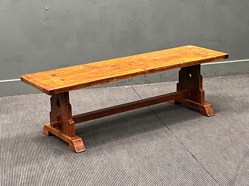 Lot 569 - A 20th century oak bench with deep seat with...